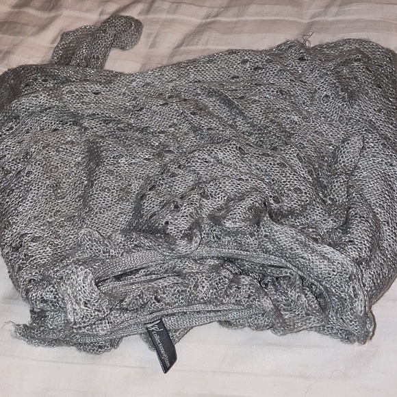 90 inch length Silver grey gray knit scarf ruffle shall wrap - Picture 5 of 6